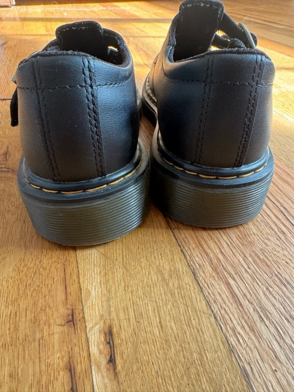 Dr. Martens Kids Black Double-Buckle Leather Shoe